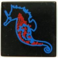 Part 3068px11 Tile 2 x 2 with Blue and Red Seahorse Pattern 
